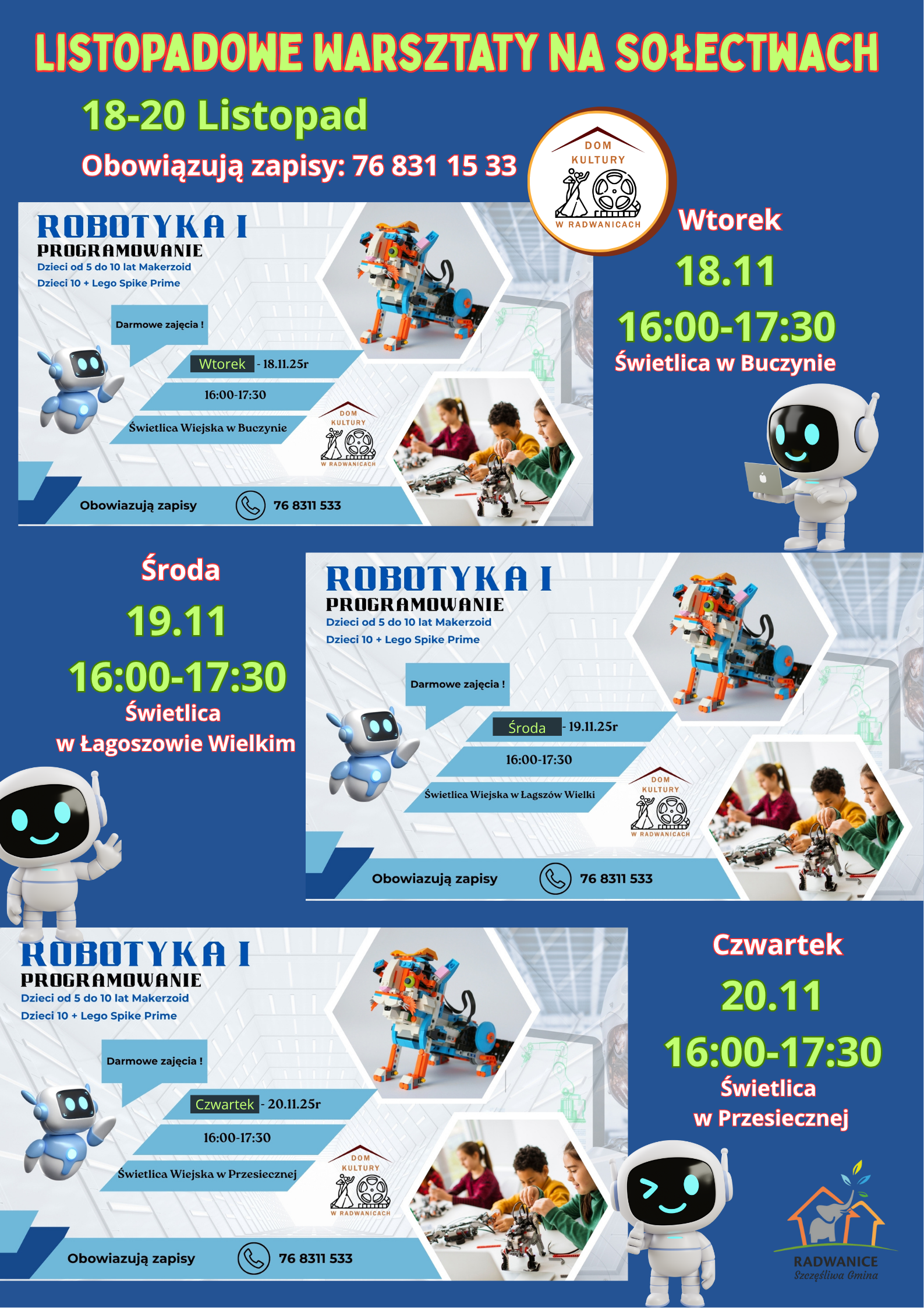 Programowanie i Robotyka dla dzieci! 18-20 listopada w trzech sołectwach.  - zdjęcie 1