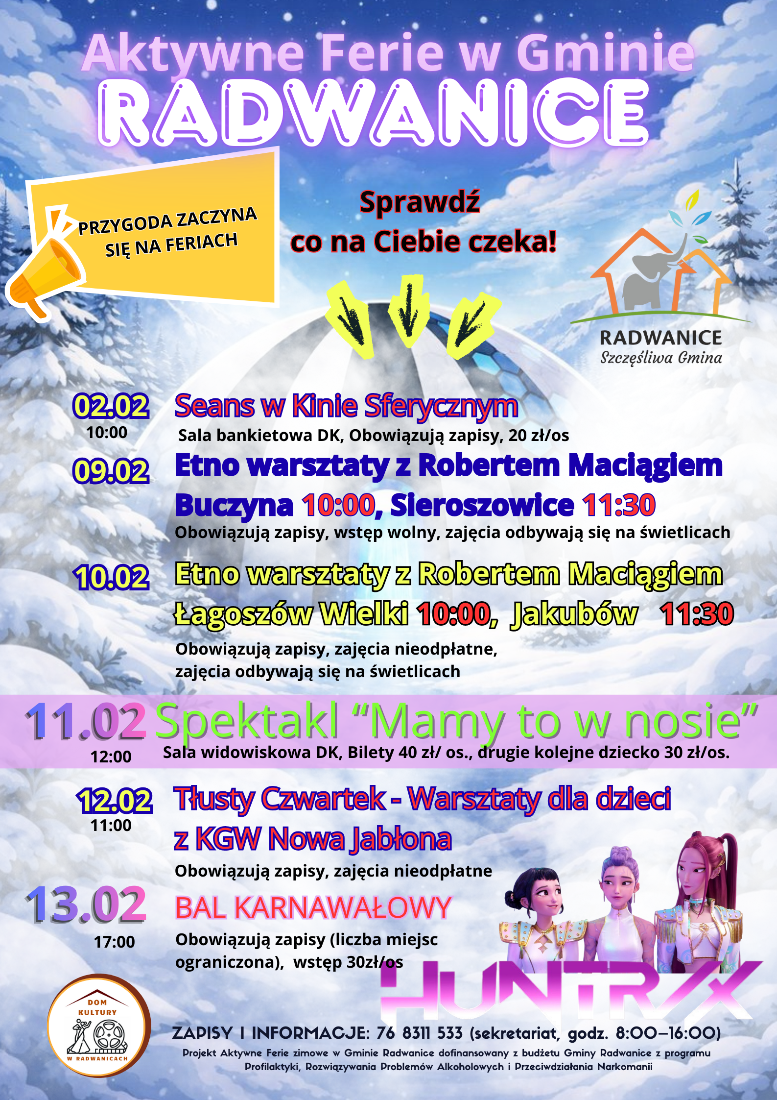 Ilustracja wprowadzenia: Aktywne Ferie w Gminie Radwanice tydzień drugi