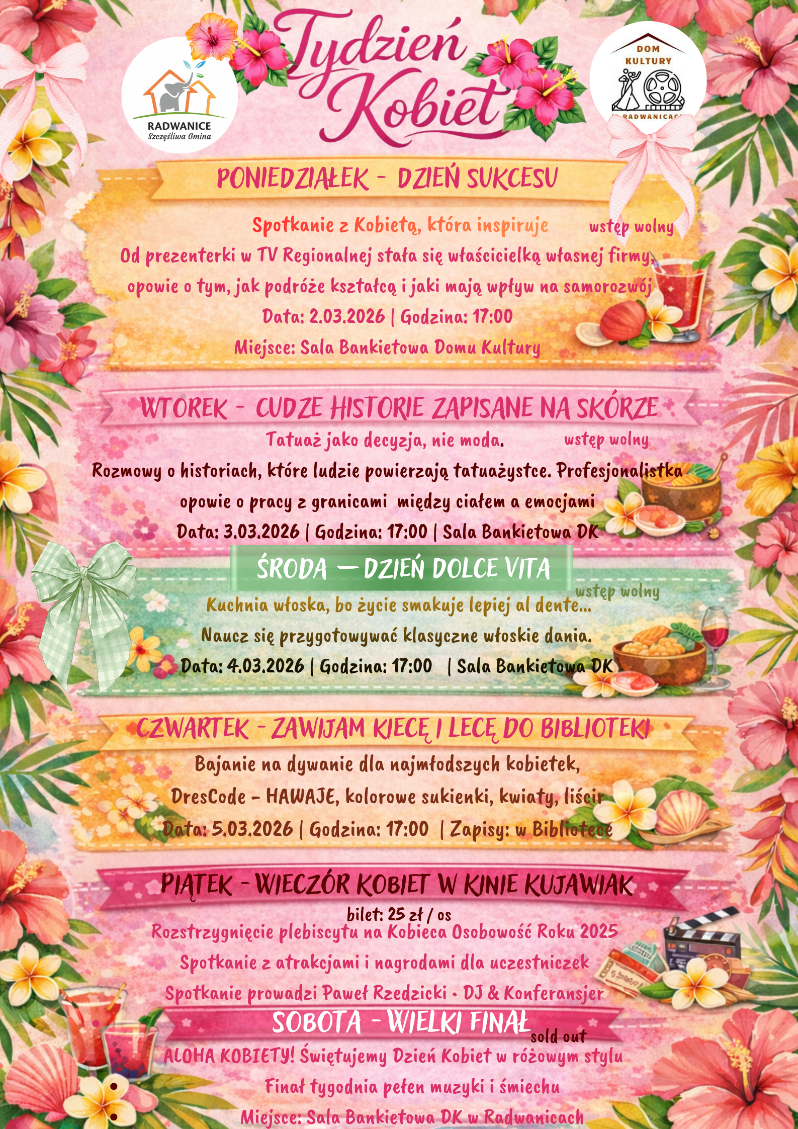 Ilustracja wprowadzenia: Tydzień Kobiet 02.- 06.03 ( Poniedziałek- Piątek)