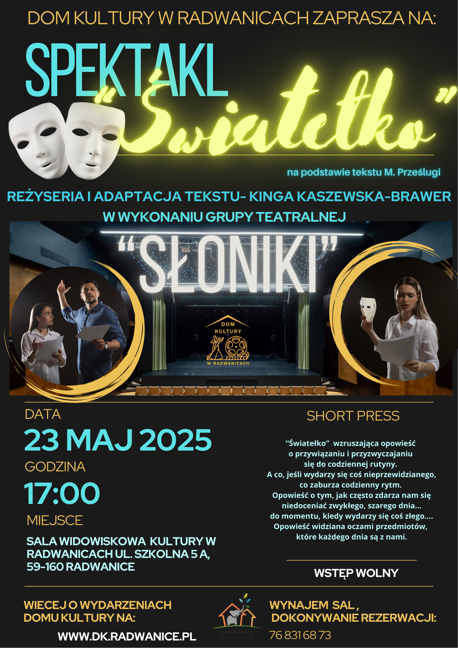 Ilustracja wprowadzenia: Spektakl "Światełko", Grupy Teatralnej "Słoniki" z Radwanic