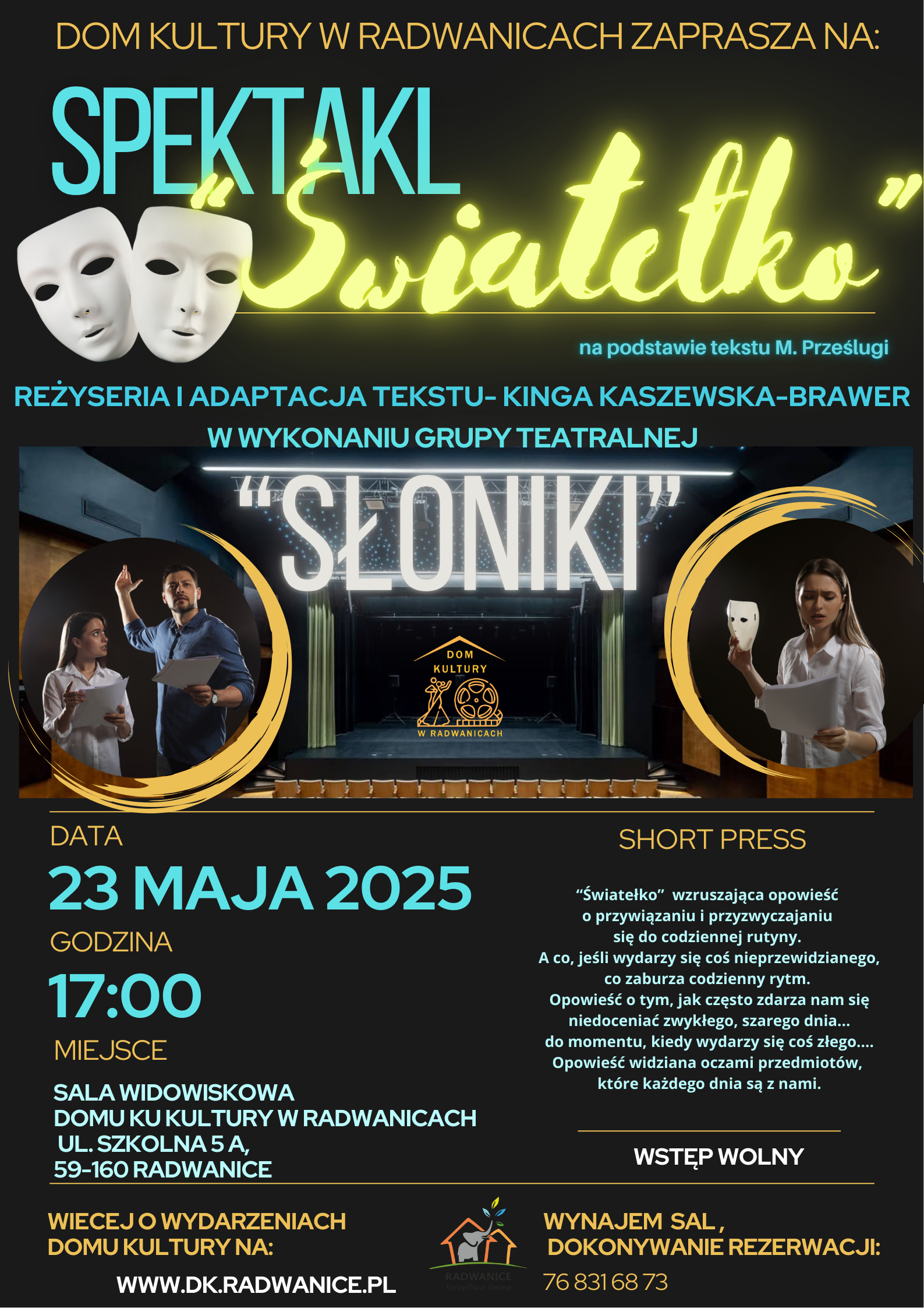 Ilustracja wprowadzenia: Spektakl "Światełko", Grupy Teatralnej "Słoniki" z Radwanic